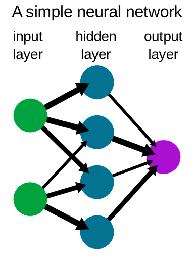 A simple unidirectional neural network with only one hidden layer