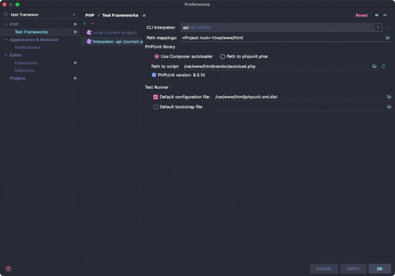 Running PHPUnit with PHPStorm