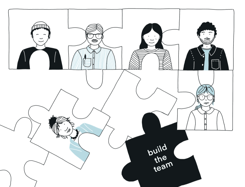 Chapter 9 illustration: Team members as puzzle pieces